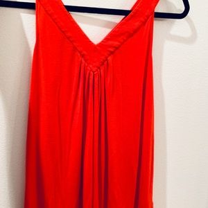 Theory Red Cotton V-Neck Flowy Tank Top - S